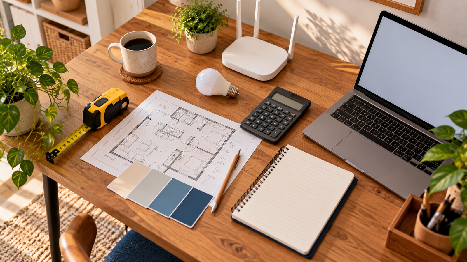 Practical tools and calculators on a desk